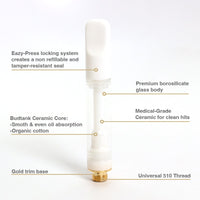 Premium CH4 (AVD) Empty Zirconia Ceramic Vape Pen Cartridge - Hand Press (0.5ml/1.0ml)