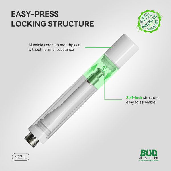 Empty 1ml Full Ceramic Vape Pen Cartridges for sale - V22-L Easy Press