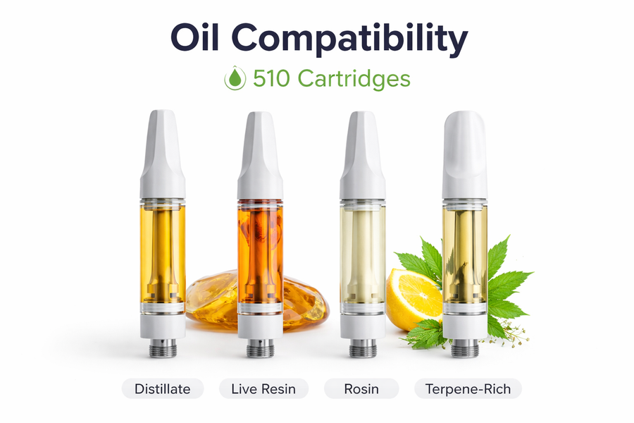 A visualization of different oils in empty 510 carts