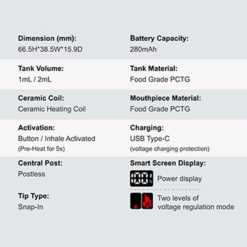 Smart - Postless Disposable Vape Pen Bcore Ceramic Pre-Heat