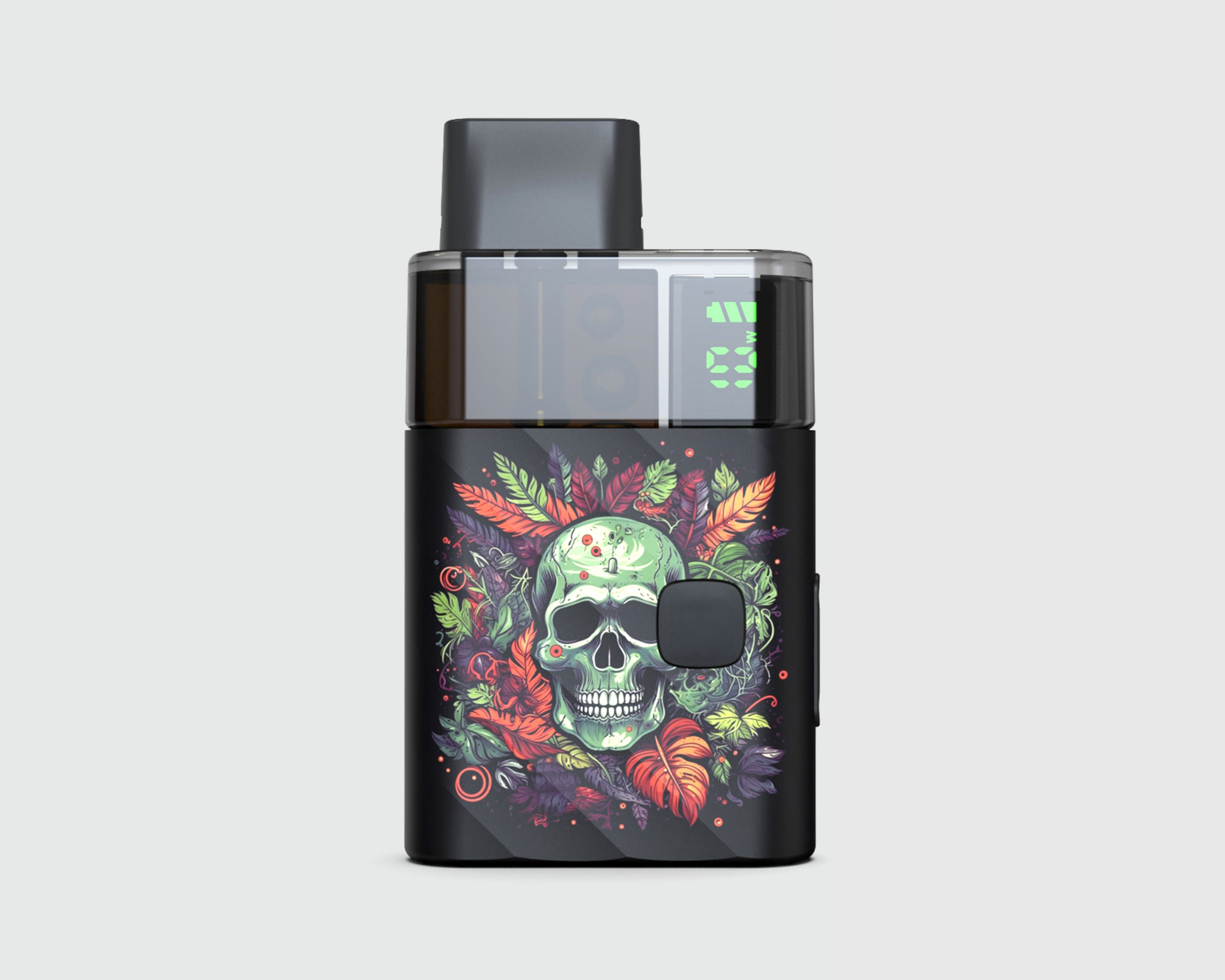 a custom printed disposable vape device with digital display. 