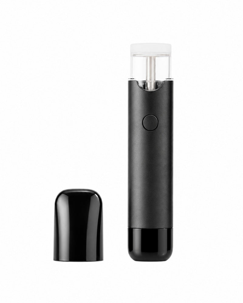 D020 1 gram disposable vape with mouthpiece removed showing clear oil tank and top-fill design