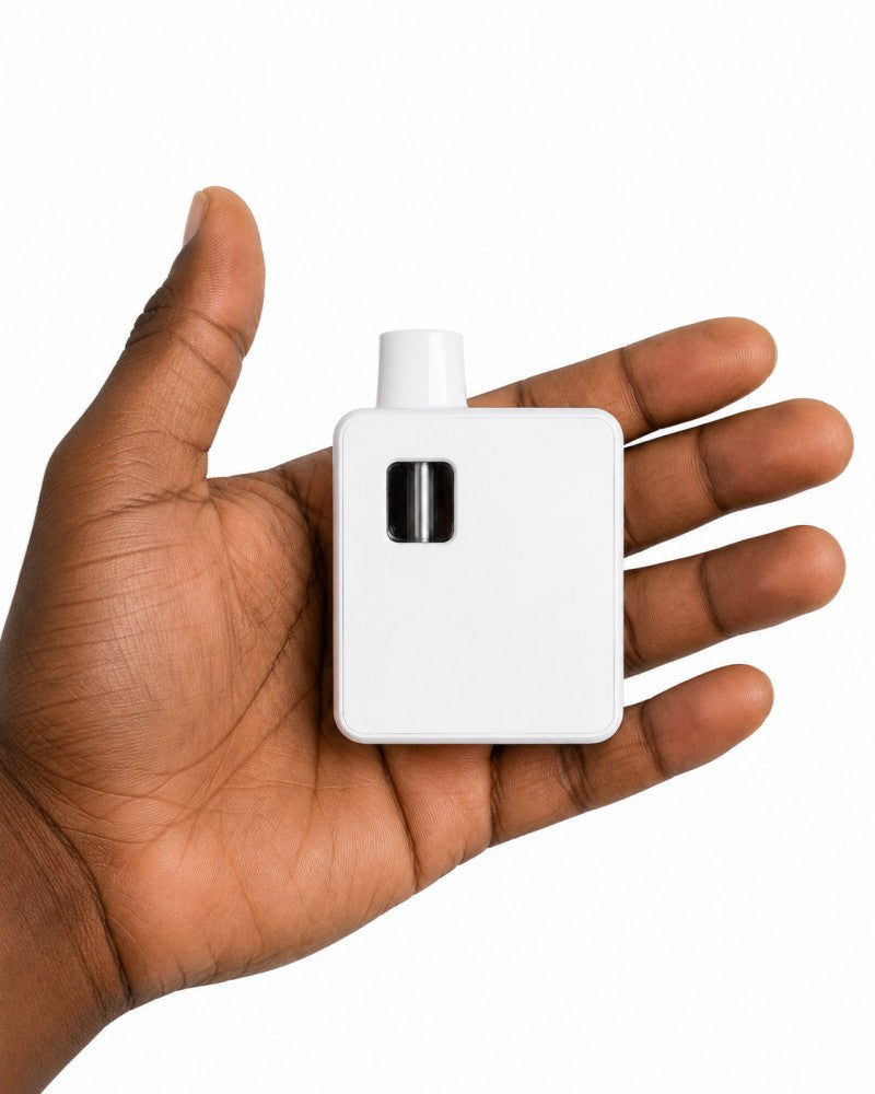 D061 3ML white compact disposable vape held in hand