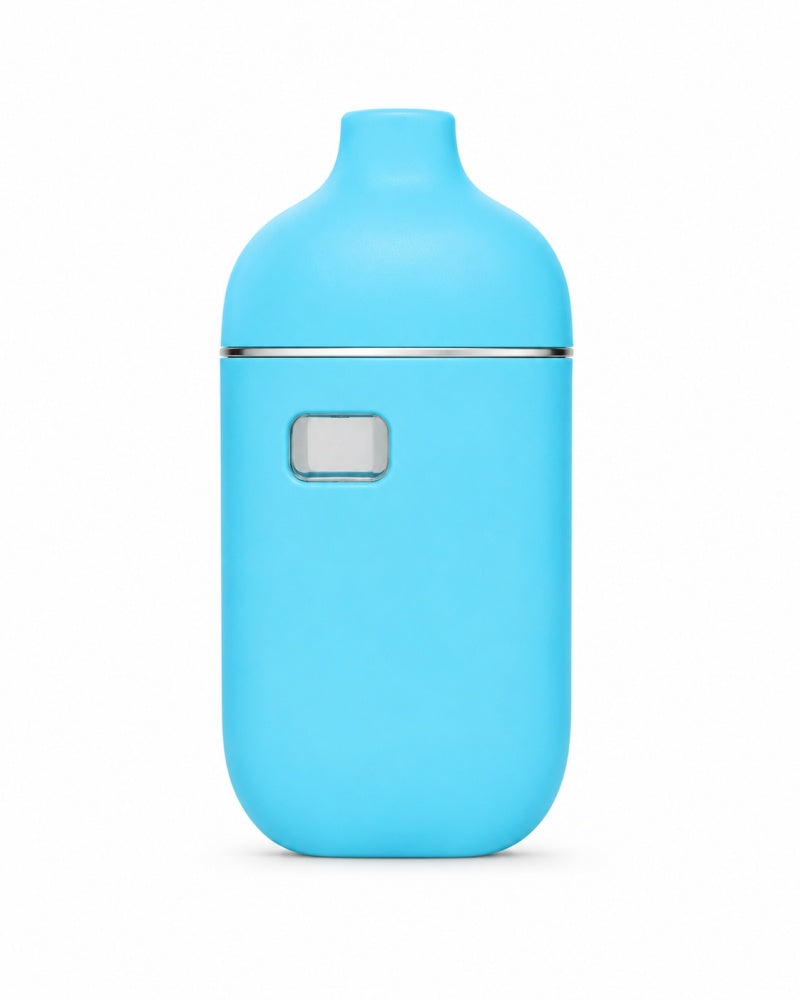 D121 1 gram disposable vape hardware in blue with oil viewing window