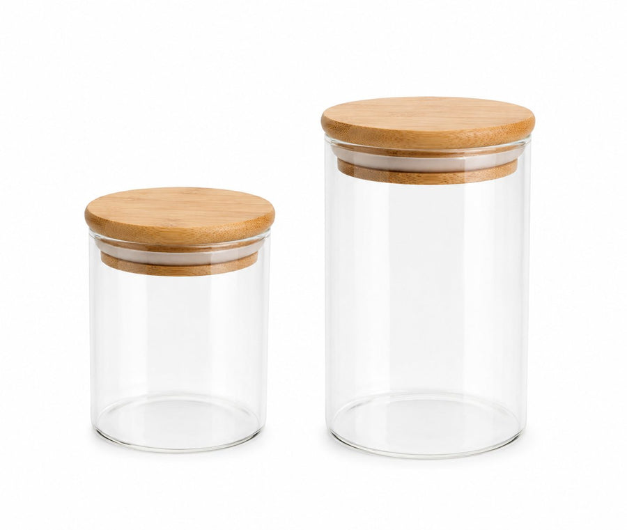 Premium Dry Herb Storage Jars with Natural Bamboo Lids