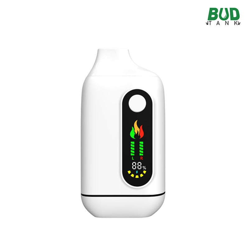 White dual flavor battery with large smart display screen