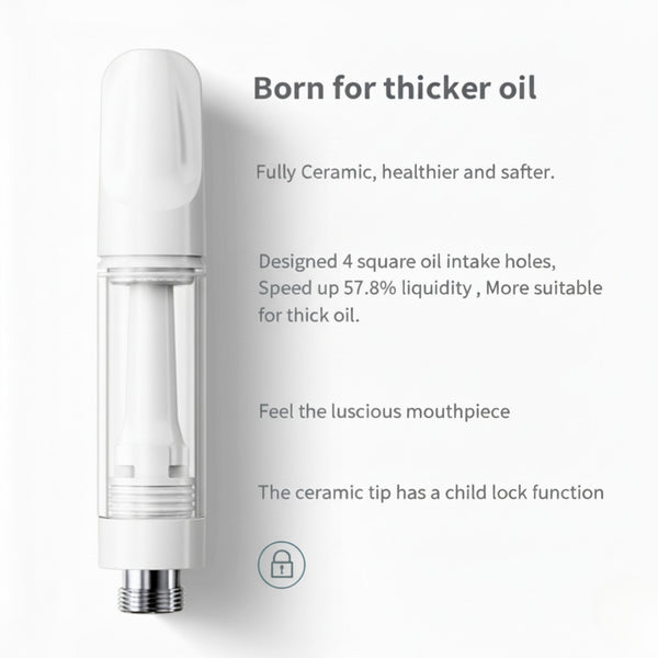 V20 Ceramic Cartridge — Built for Thicker Oil • 1ml Snap-On Tip • U.S. Inventory