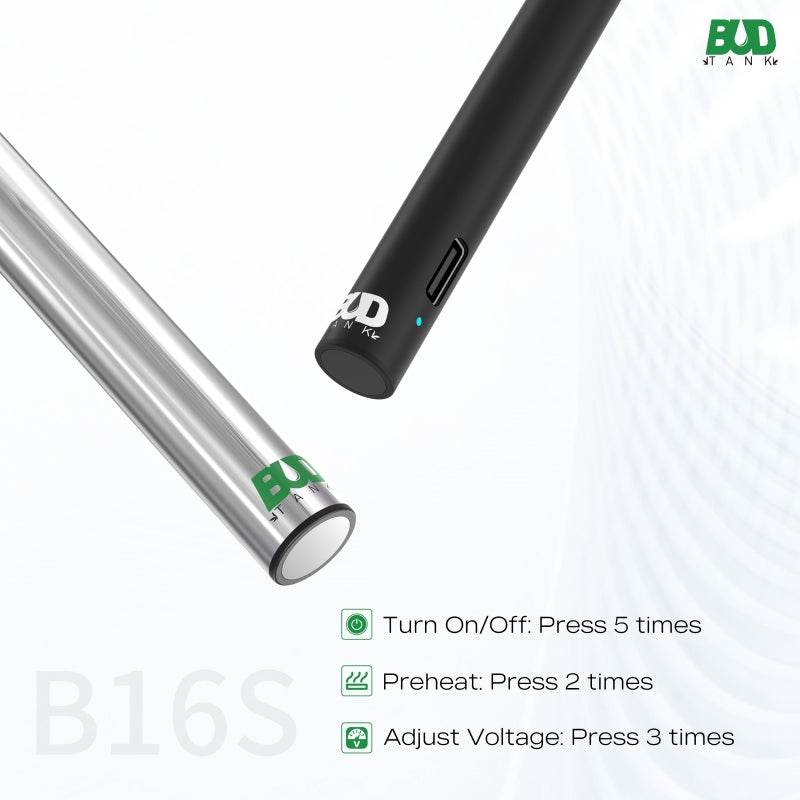 510 Battery Wholesale Variable Temperature - B16S (2.6V, 3.0V, 3.4V) | BUDTANK 510 Battery Wholesale Variable Temperature - B16S (2.6V, 3.0V, 3.4V) | BUDTANK