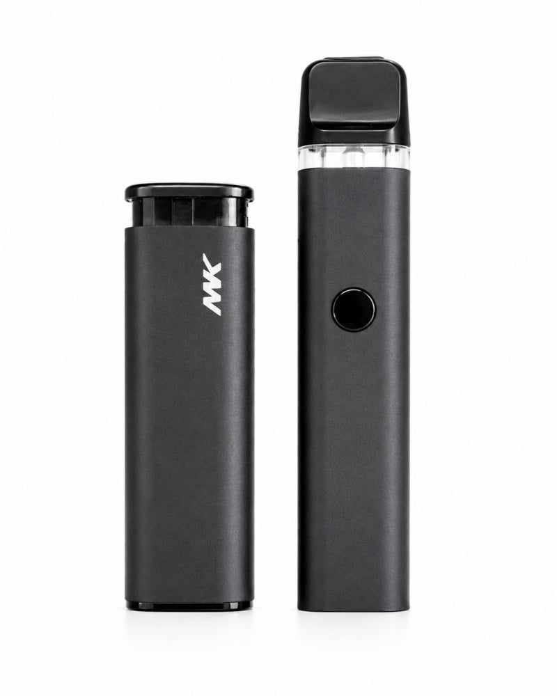 Zest Pro 1 gram disposable vape shown side by side with a MK ligher for size and design comparison