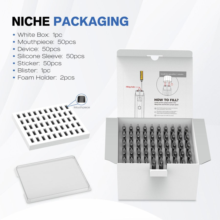 Niche 1ml/2ml Disposable Vape Pen Ceramic Core Pre-Heat